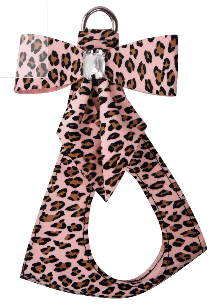 Susan Lanci Designs TC / Pink Cheetah Tail Bow Step In Harness-Jungle Prints