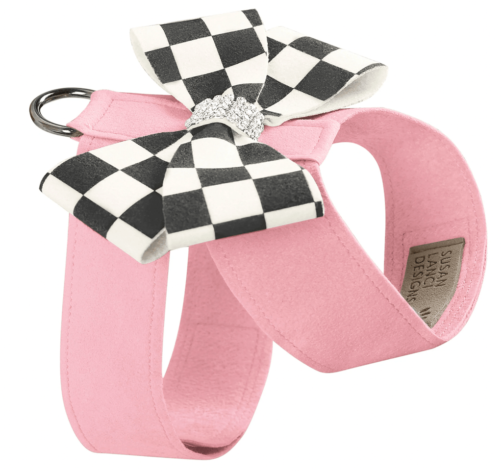 Susan Lanci Designs TC / Puppy Pink Windsor Check Nouveau Bow Tinkie Harness