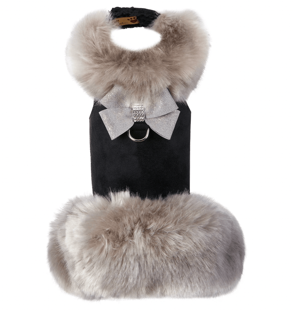 Susan Lanci Designs XXS Platinum Glitzerati Nouveau Bow Soft Silver Fox Fur Coat