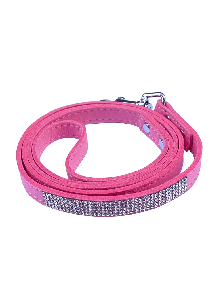 The Dog Squad 4ft Bling Bling Pleather 5 Row Rhinestone Leash, Hot Pink