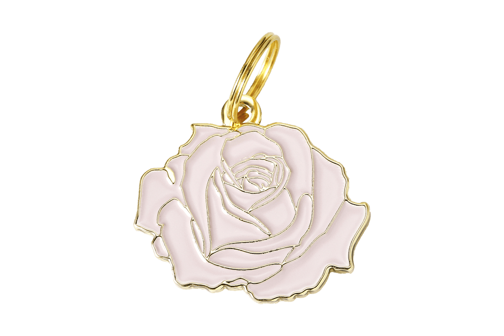 Two Tails Pet Company Pink & Gold Rose Pet ID Tag