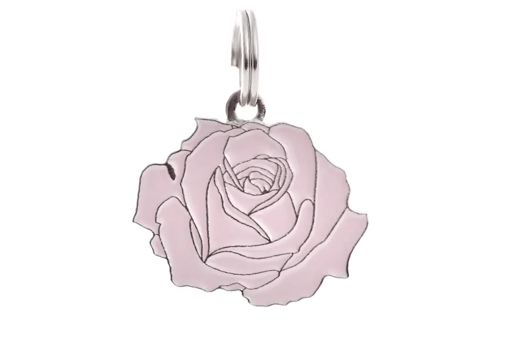 Two Tails Pet Company Pink & Silver Rose Pet ID Tag