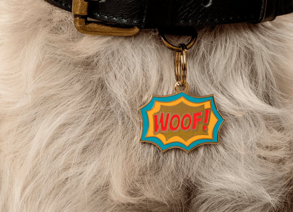 Two Tails Pet Company Woof! Pet ID Tag