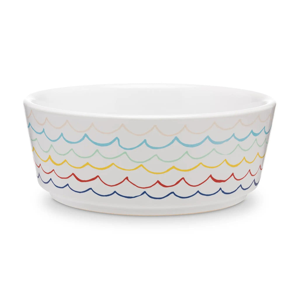 Waggo Multi / S Sketched Wave Ceramic Dog Bowl